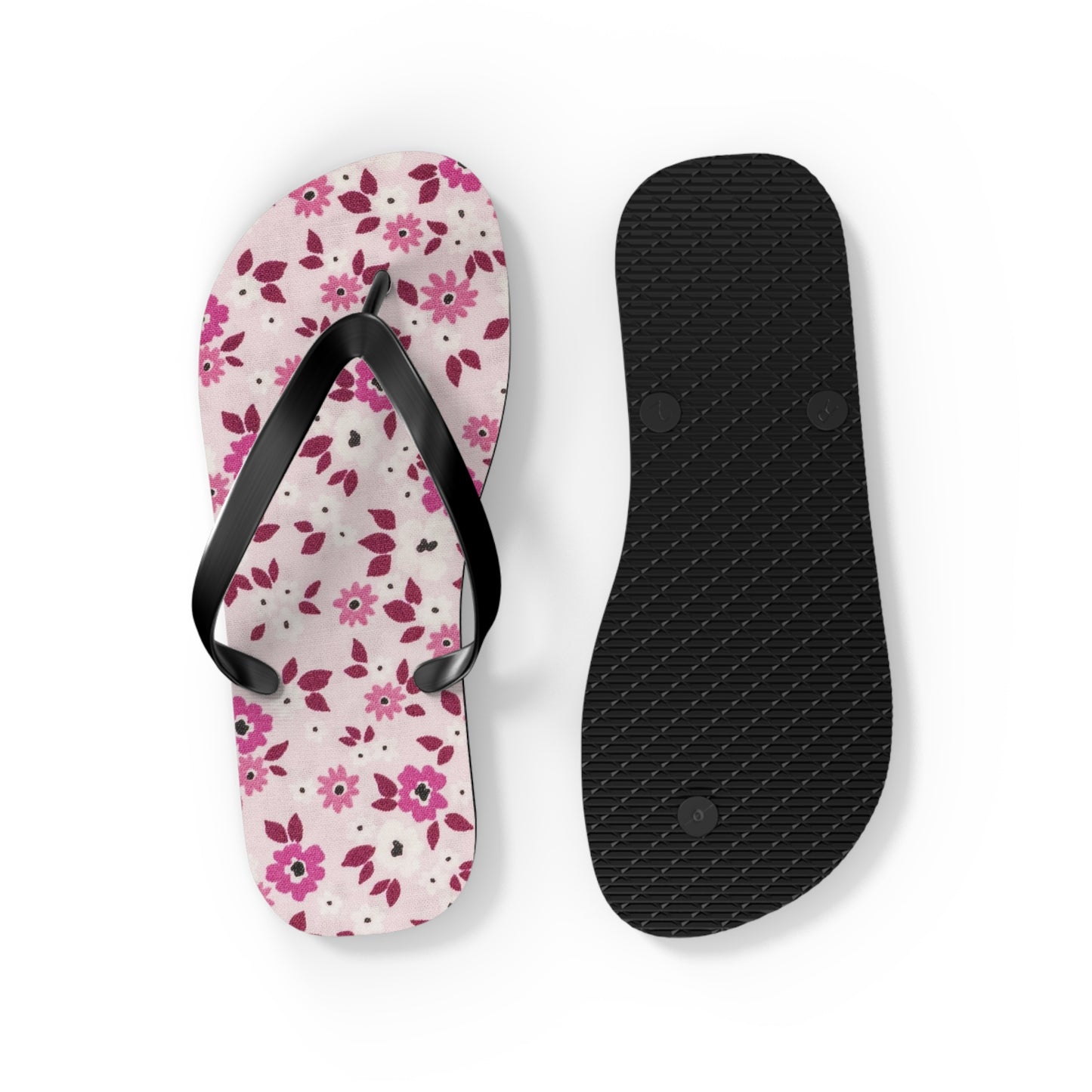 Waves And Sun Sandals Red And Pink Flowers Summer Flip Flops Slides BRAND NEW