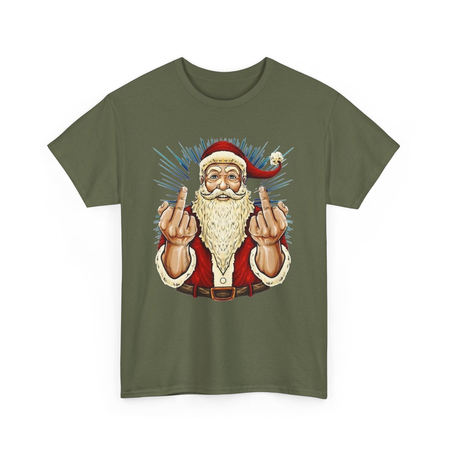 Funny Bad Santa Middle Finger Christmas Graphic T Shirt NEW ADULT