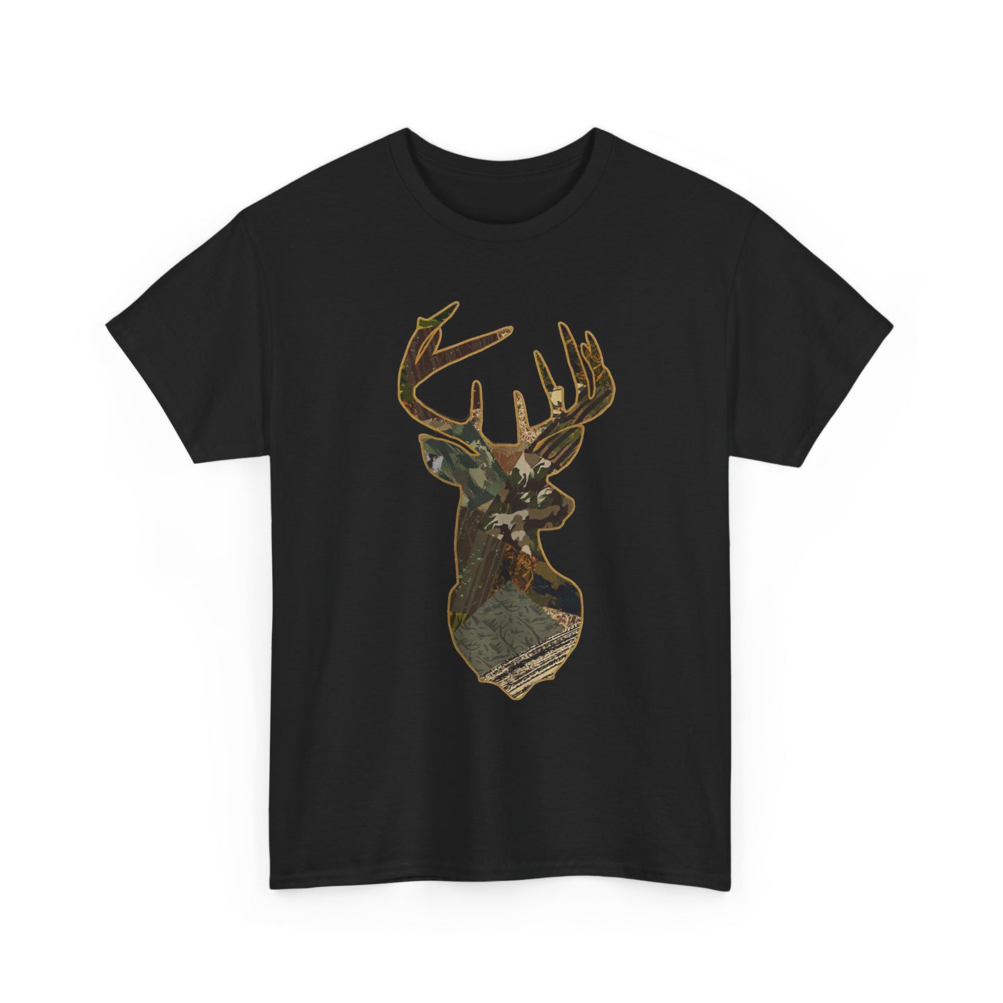 Camo Deer Buck Graphic T Shirt Unisex Heavy Cotton Tee NEW