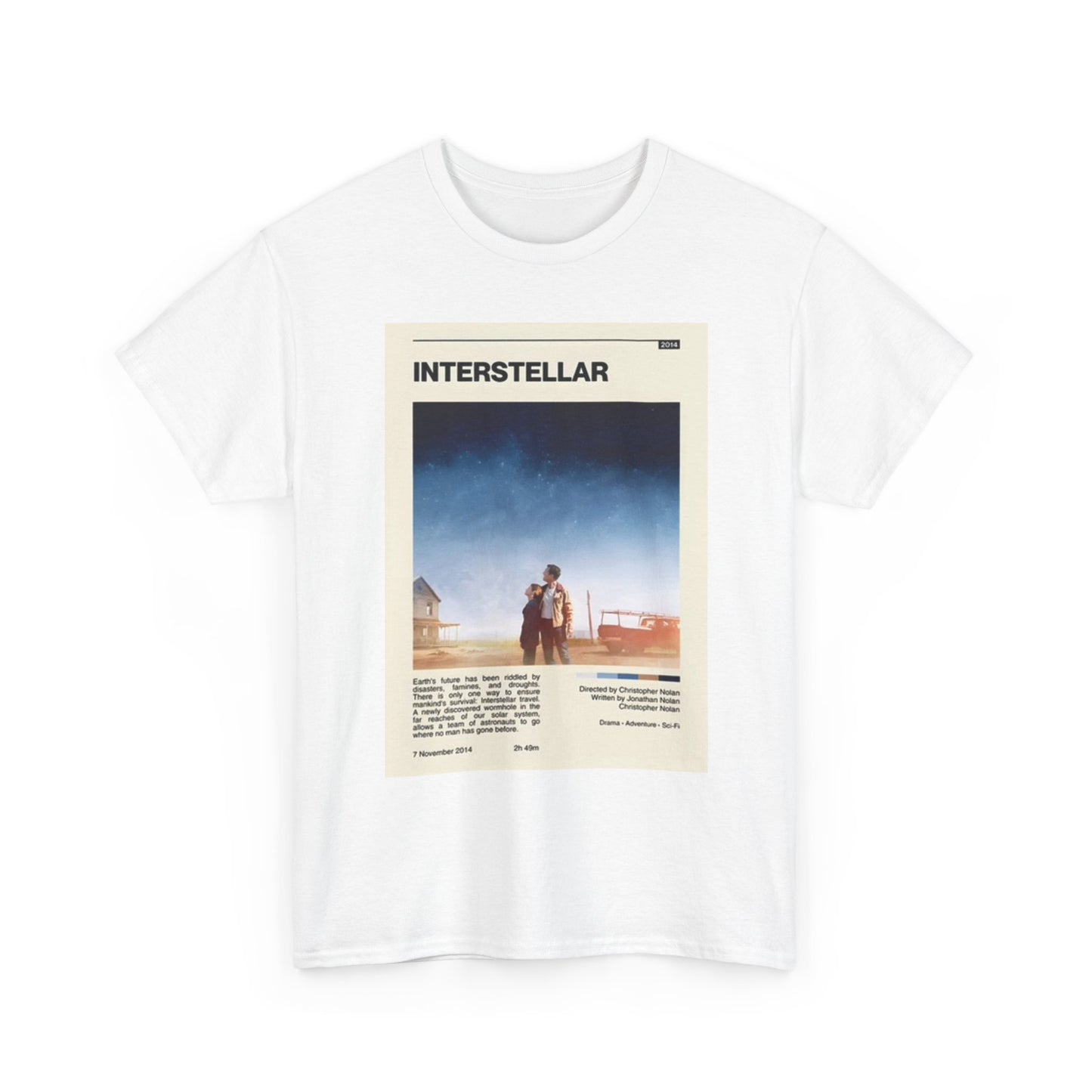 Interstellar Shirt Retro Movie Poster Space travel Unisex Heavy Cotton Tee