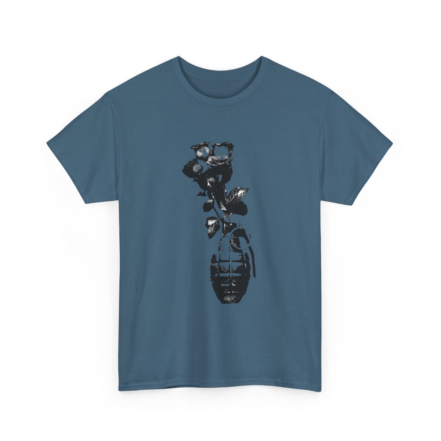 Roses In Grenade Art Painting T Shirt Graphic Unisex Heavy Cotton Tee NEW GIFT