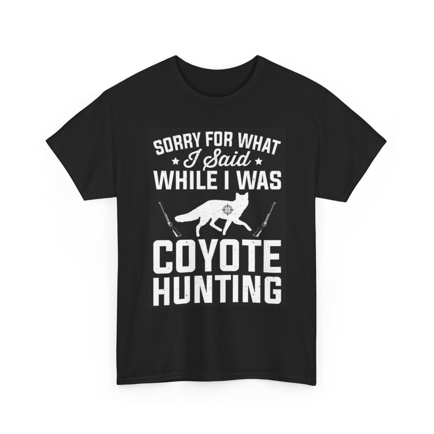 Coyote Hunting Graphic T Shirt Funny Woods Outdoors Camping Unisex Heavy Cotton