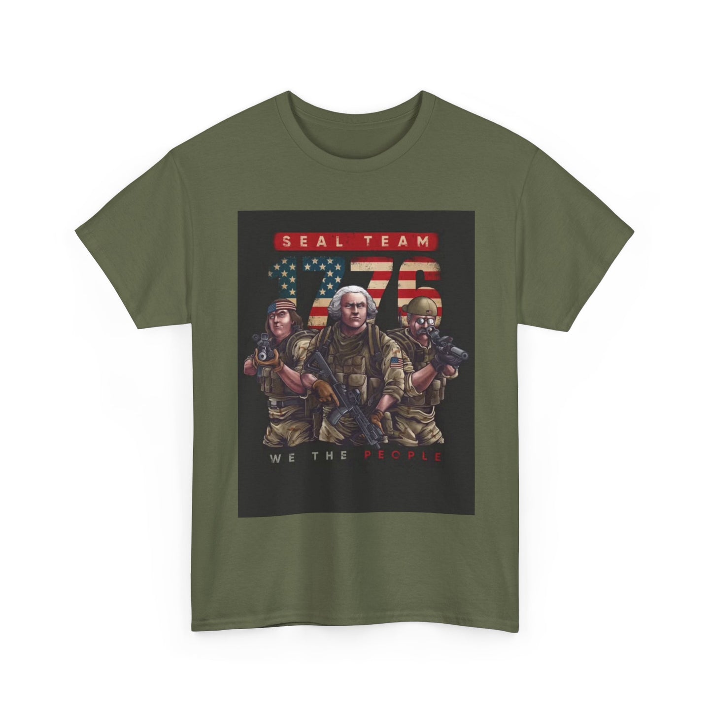 Navy Seals Team Tshirt 1776 America July 4th Flag Unisex Heavy Cotton Tee