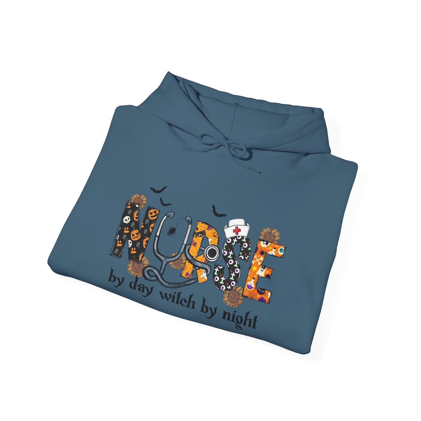 Nurse By Day Witch By Night Graphic Hoodie Unisex Heavy Blend™ Hooded Sweatshirt