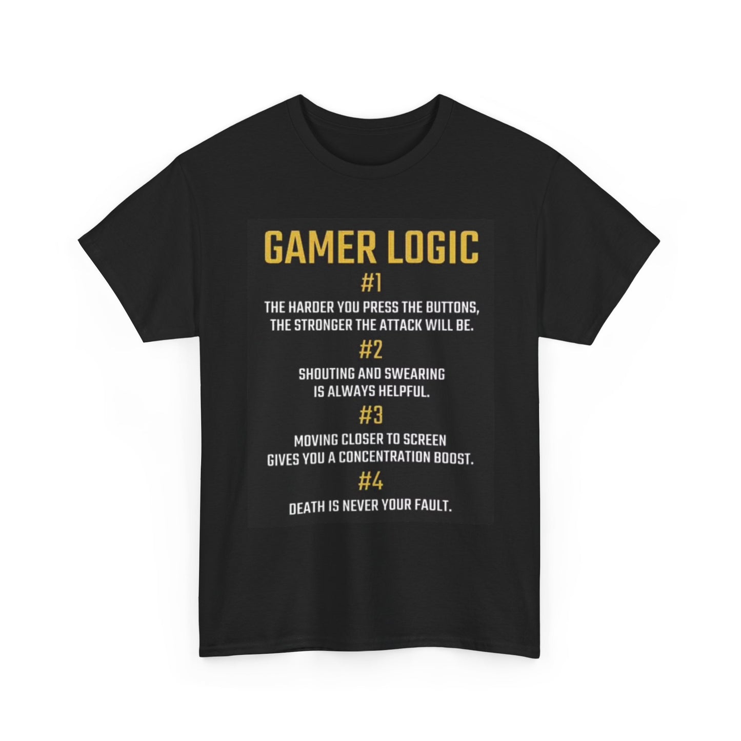 Gamer Logic Graphic T Shirt Funny Gaming Video Retro Unisex Heavy Cotton Tee