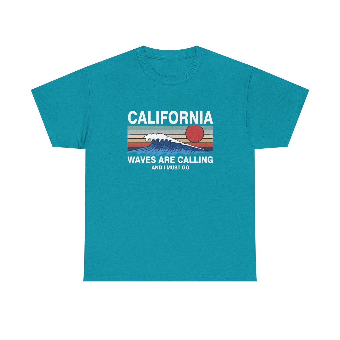 California Waves Are Calling Surfing Graphic T Shirt Unisex Adults NEW