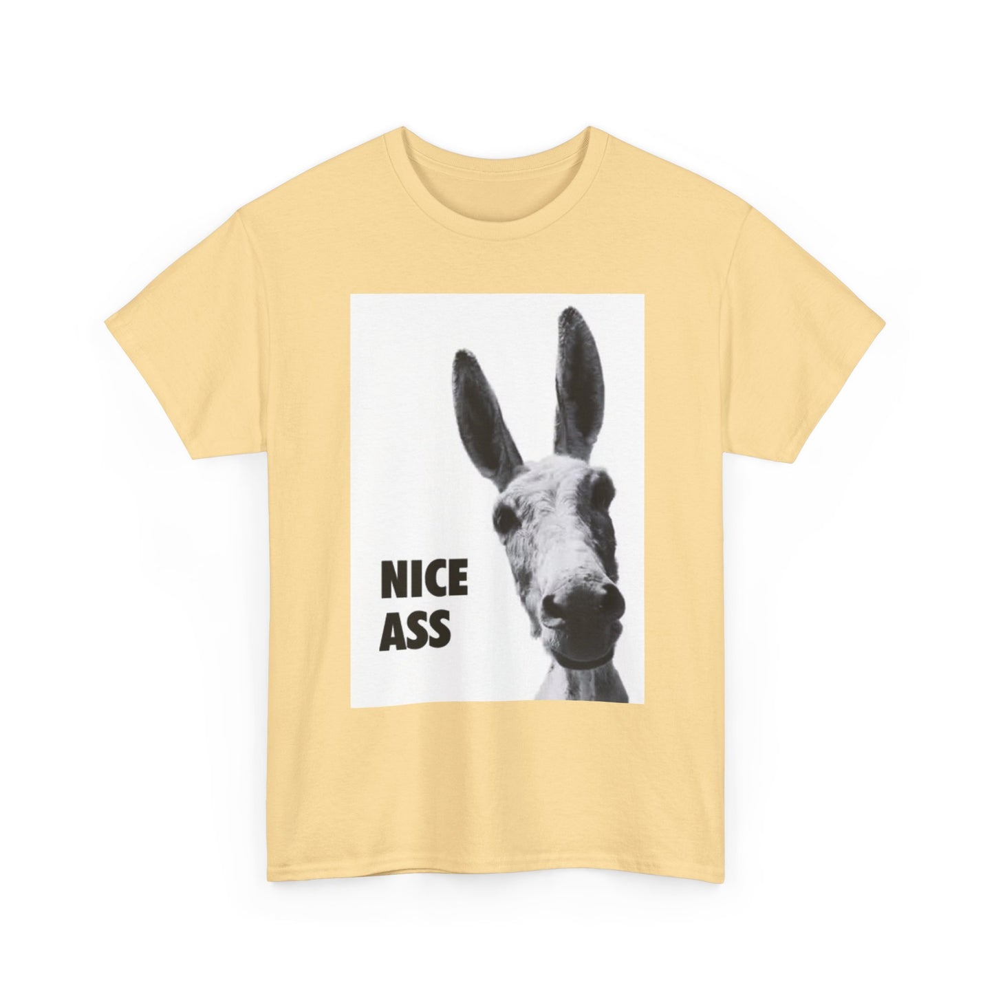 Nice Ass T Shirt Funny Donkey Animal Jokes Comedy Gift Unisex Heavy Cotton Tee
