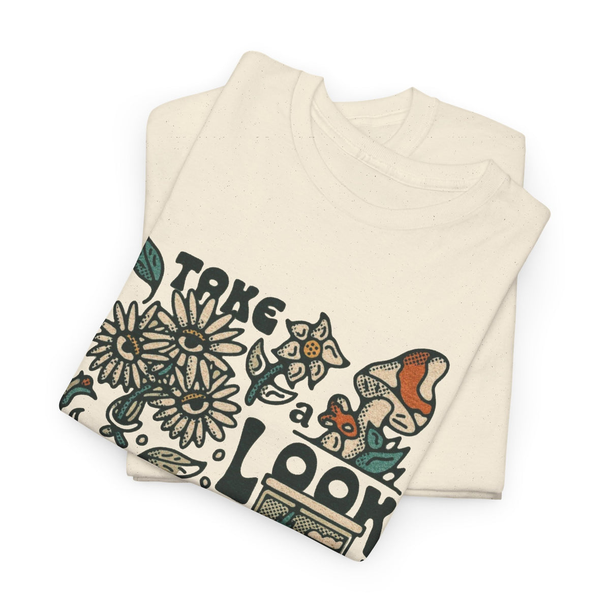 Take A Look Outside Graphic T Shirt Men's Retro Heavy Cotton Tee