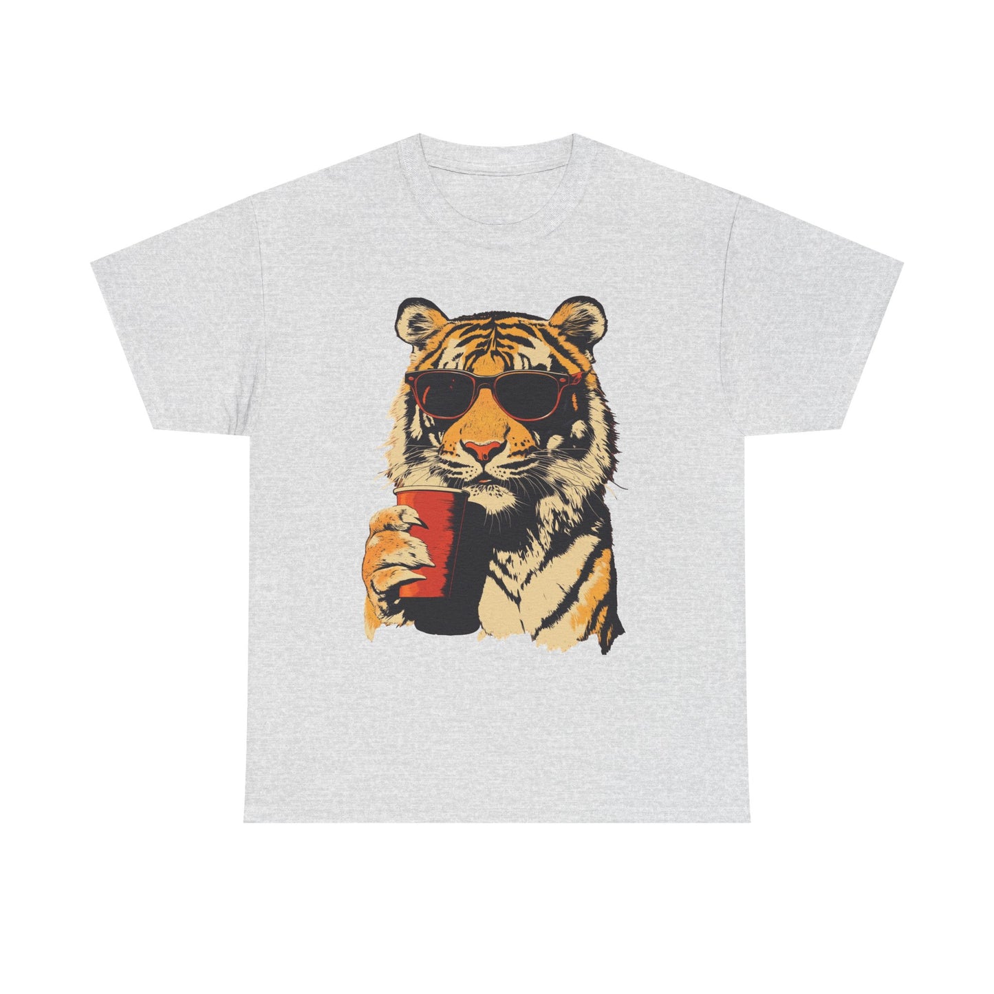 Chill Out Party Tiger Retro Graphic T Shirt Regular Men's Heavy Cotton Tee