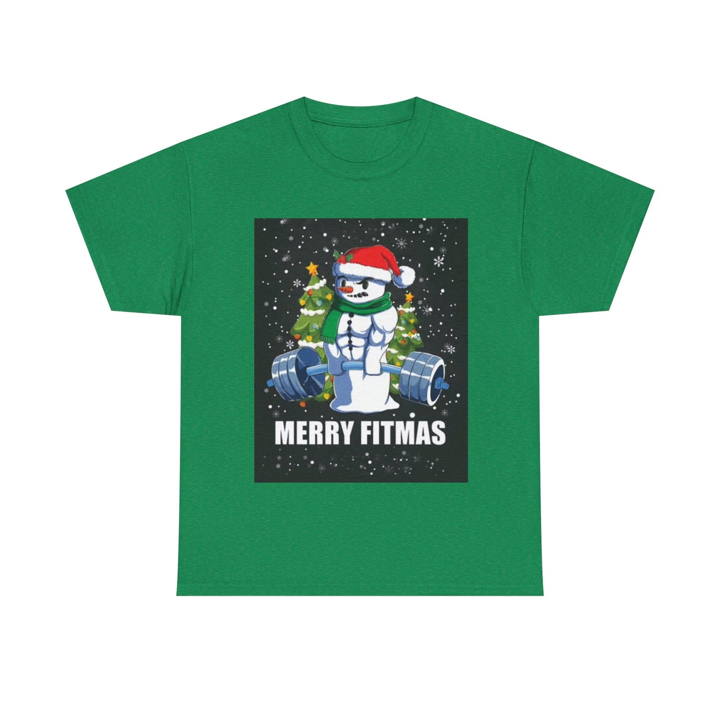 Merry Fitmas Shirt Funny Gym Snowman Christmas Gym Unisex Heavy Cotton Tee