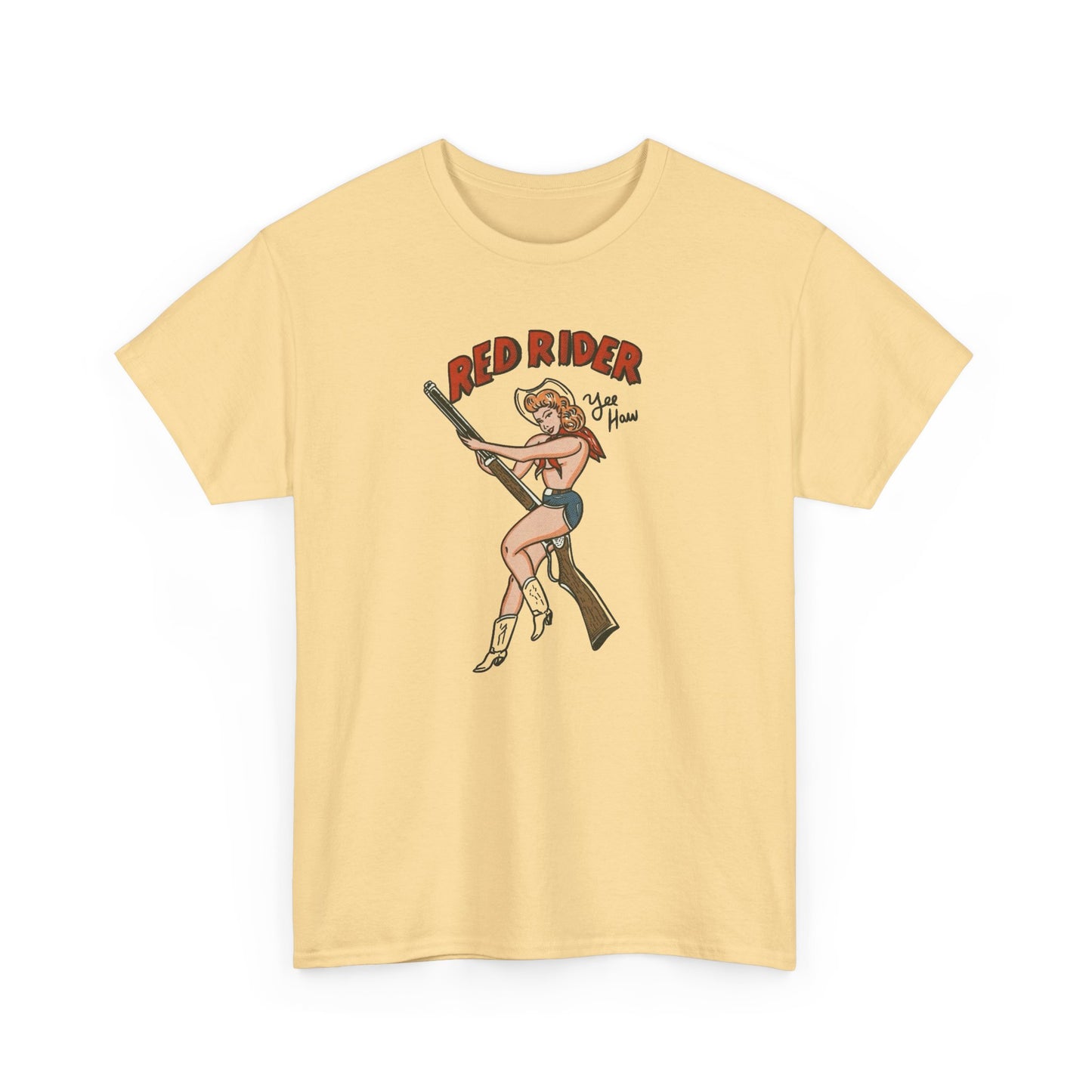 Red Rider Cowgirl Graphic T Shirt Unisex Heavy Cotton Tee GIFT NEW