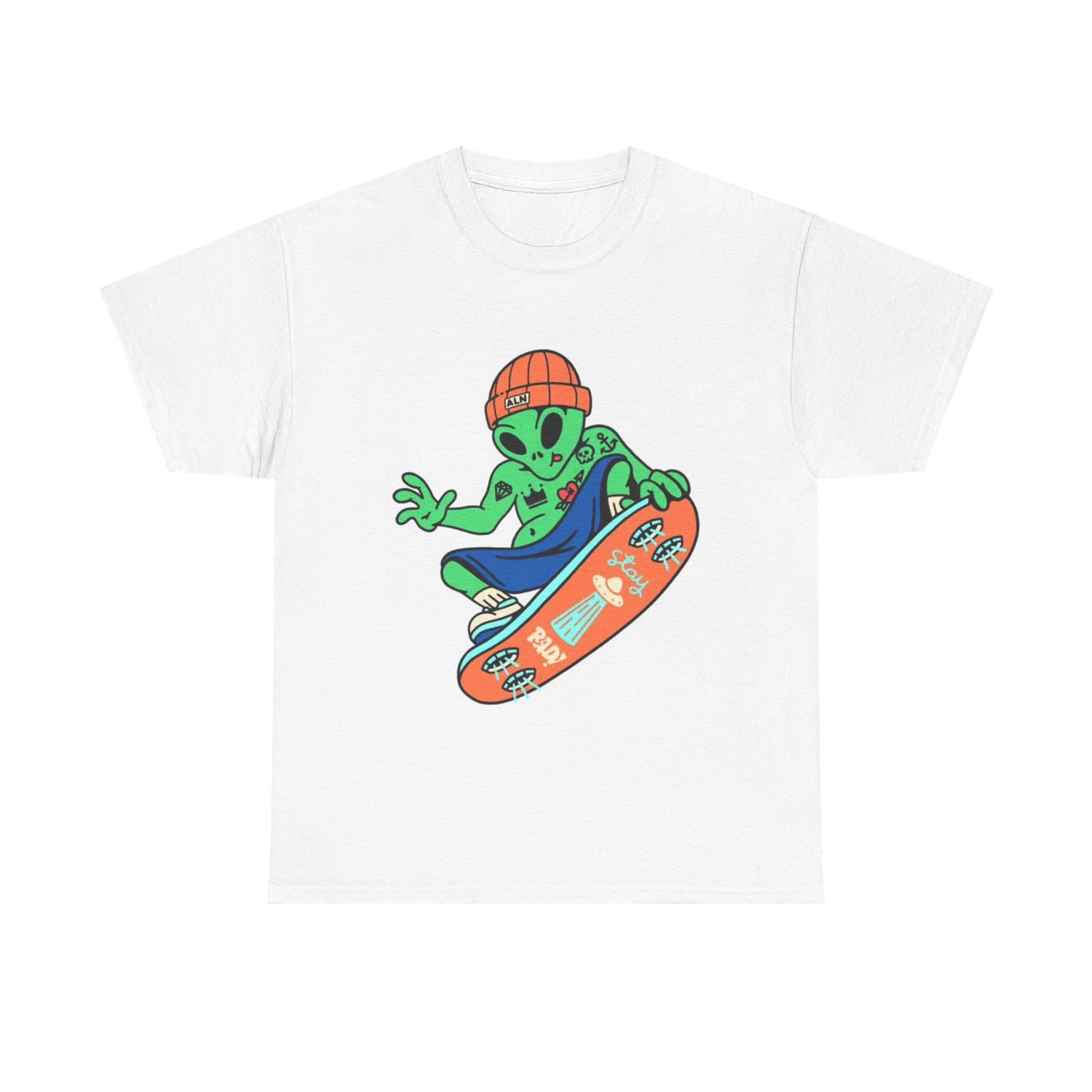 Skating Alien Retro T shirt Skate Love SB Skate Park Vintage Unisex Heavy Cotton