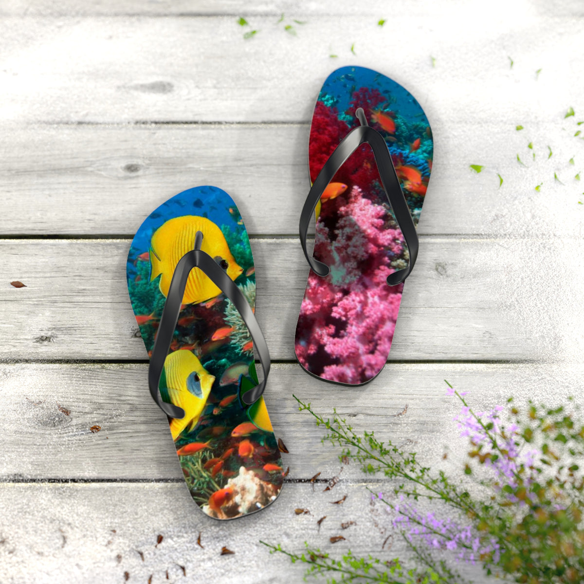 Tropical Fish Summer Sandals, Beach Shoes, Vacation Flip Flops, Pool Slides