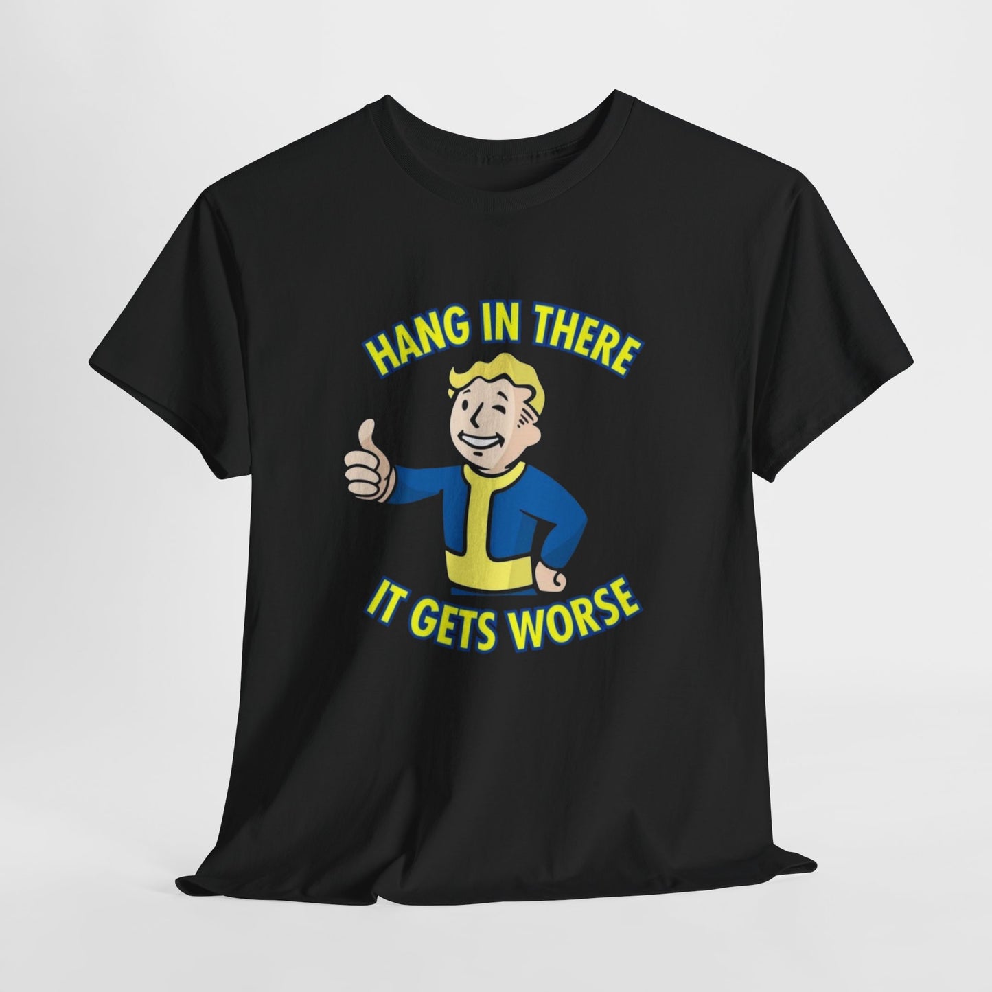 Fallout Graphic T Shirt Hang In There Funny Vintage Game Unisex Heavy Cotton Tee
