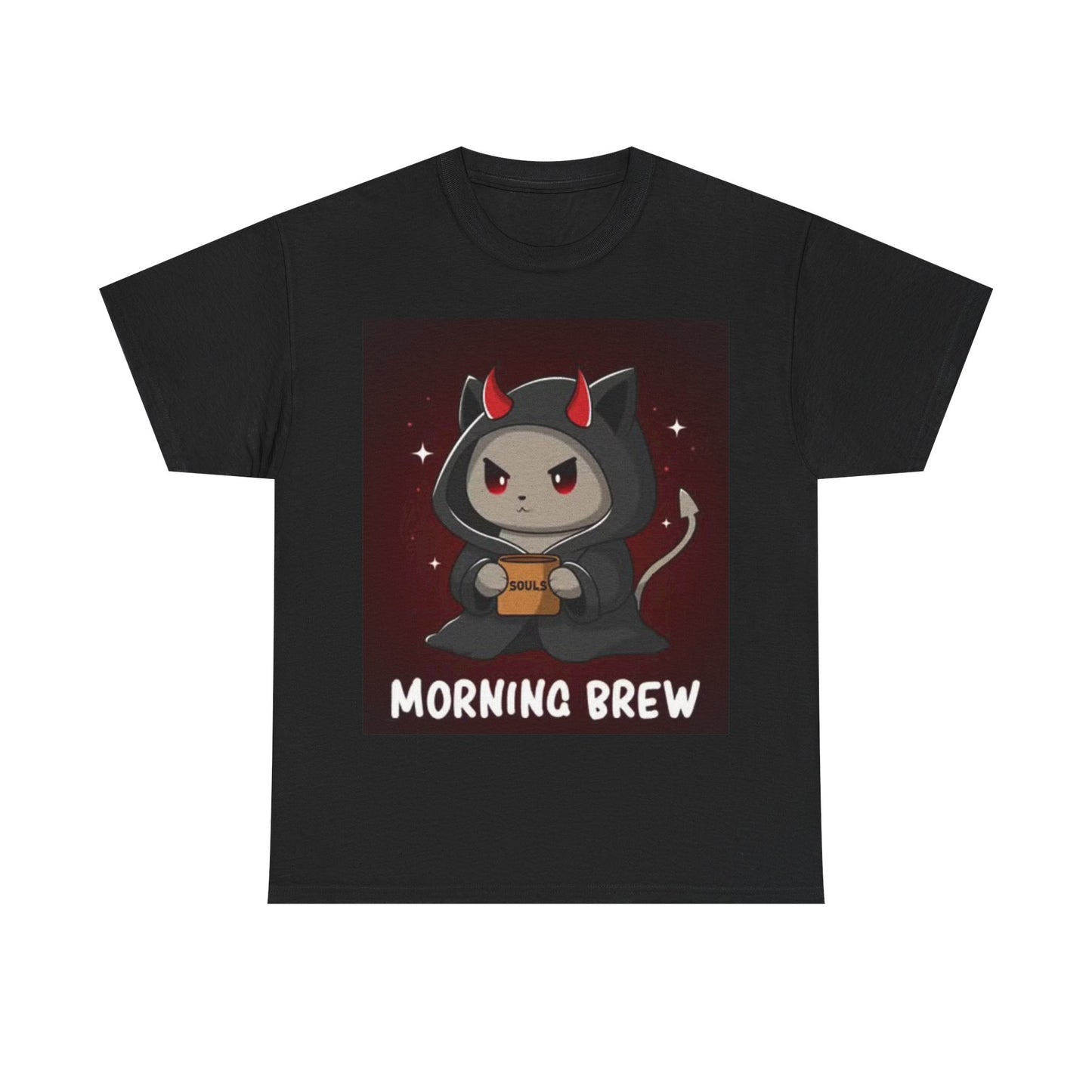 Morning Brew Shirt Evil Kitty Funny Graphic Cats Unisex Heavy Cotton Tee
