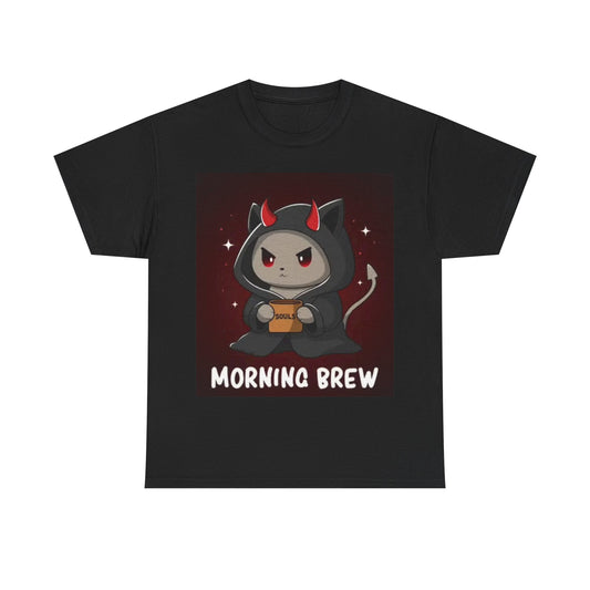 Morning Brew Shirt Evil Kitty Funny Graphic Cats Unisex Heavy Cotton Tee