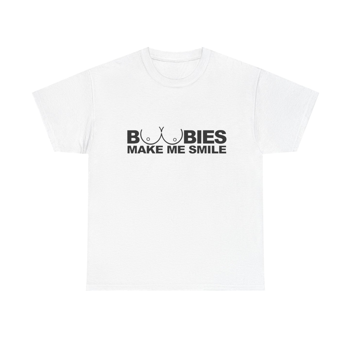 Boobies Make Me Smile Graphic T Shirt ADULT Unisex Heavy Cotton Tee