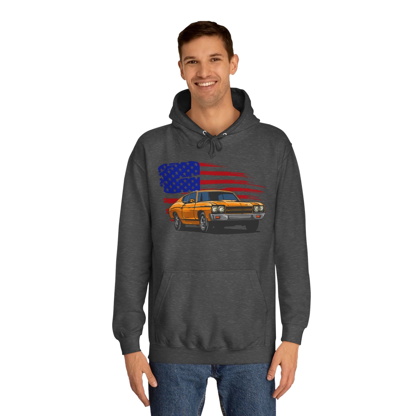 Chevelle Hoodie Retro Chevrolet Vintage Muscle Car American Flag Unisex Hoodie