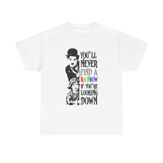 Charlie Chaplin Vintage Rainbow Graphic T Shirt Adult NEW Unisex Heavy Cotton