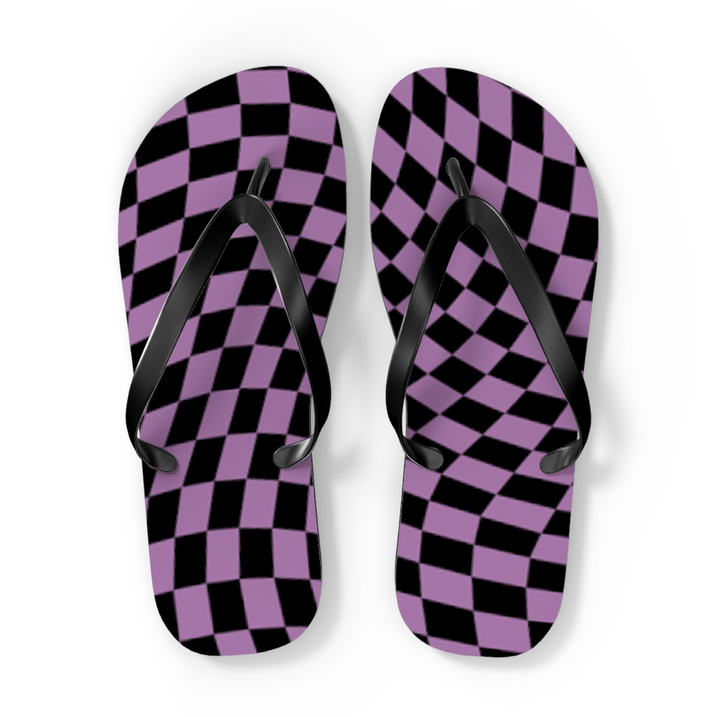 Purple Checkered Sandals, Beach Shoes, Vacation Flip Flops, Pool Slides