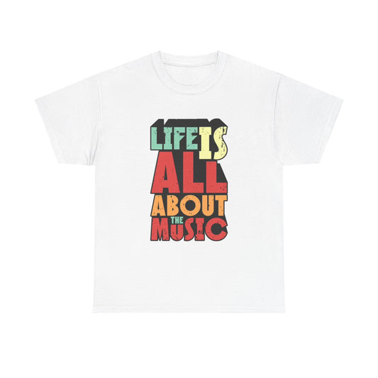 Life Is All About The Music Shirt Vintage 70s Neon Unisex Heavy Cotton Tee