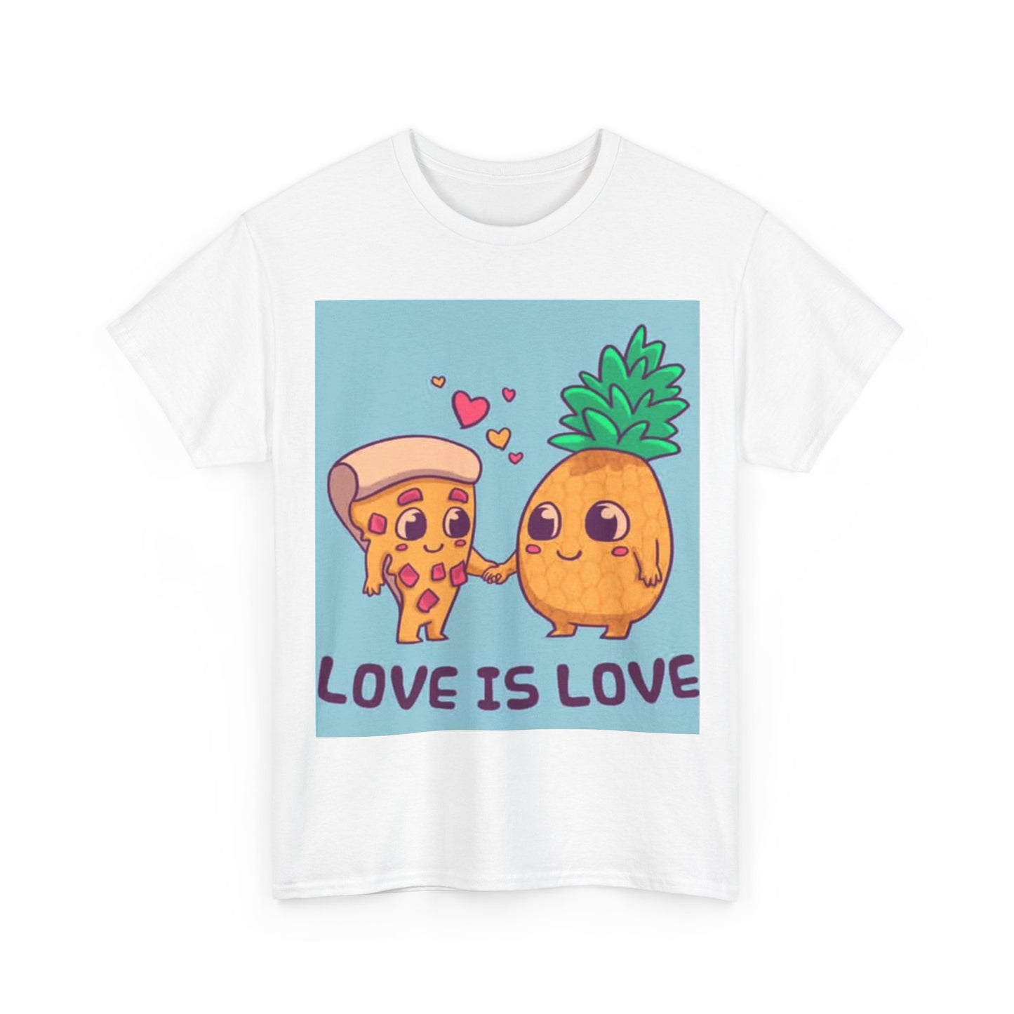Pizza Is Love Tshirt Funny Cute Pineapple and cheese One Bite Unisex Heavy Tee