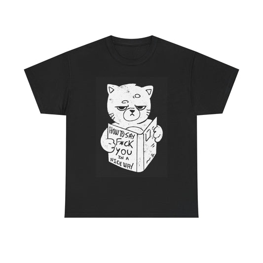 Funny Cat Jokes Shirt Cat Reading Book Graphic Jokes Unisex Heavy Cotton Tee