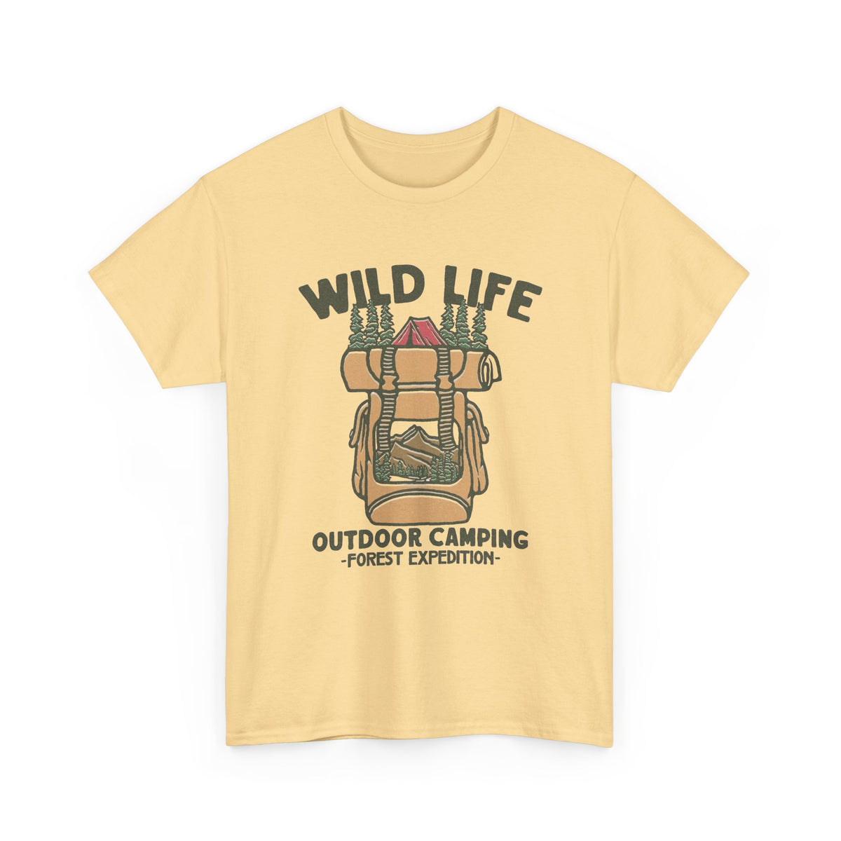 Wild Life Outdoor Camping Graphic T Shirt Men's Heavy Cotton Tee