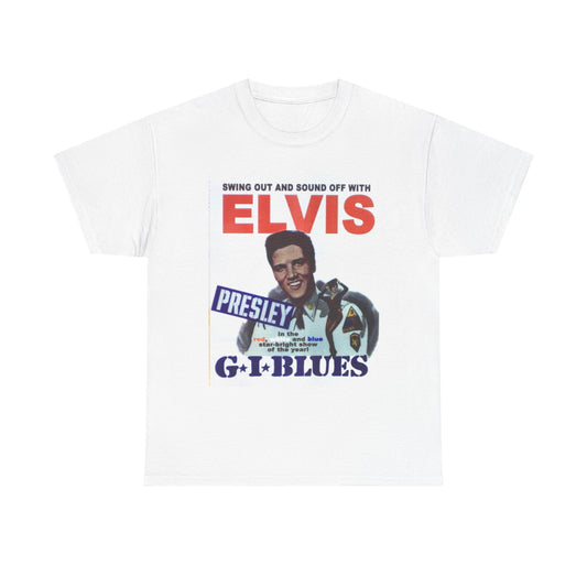 Elvis Presley Tshirt Gi Blues Retro Poster Rock Blues Unisex Heavy Cotton Tee