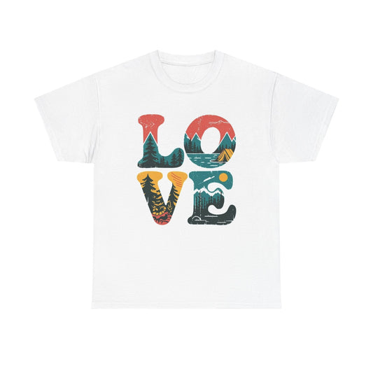 Love Outdoors Camping Graphic T Shirt Men's Heavy Cotton Tee