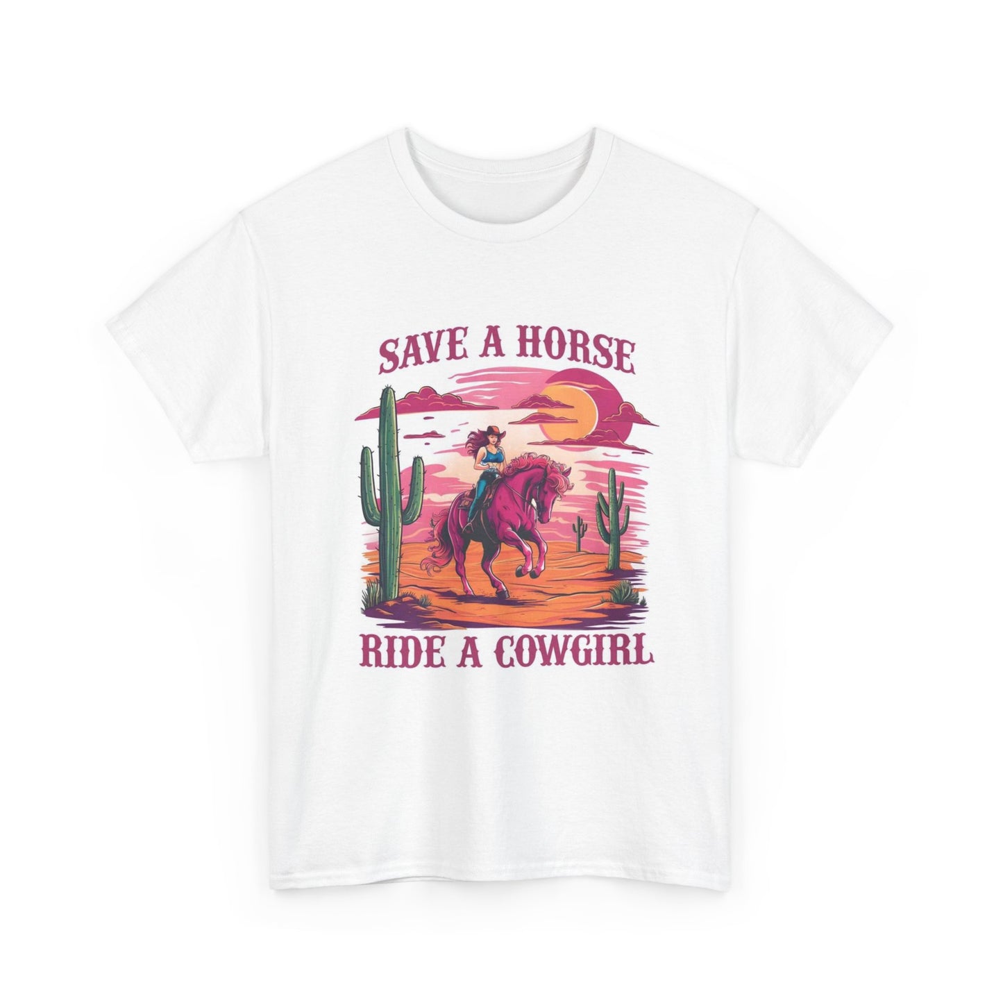 Save A Horse Ride A Cowgirl Graphic T Shirt Womens Vintage Retro Cotton Tee