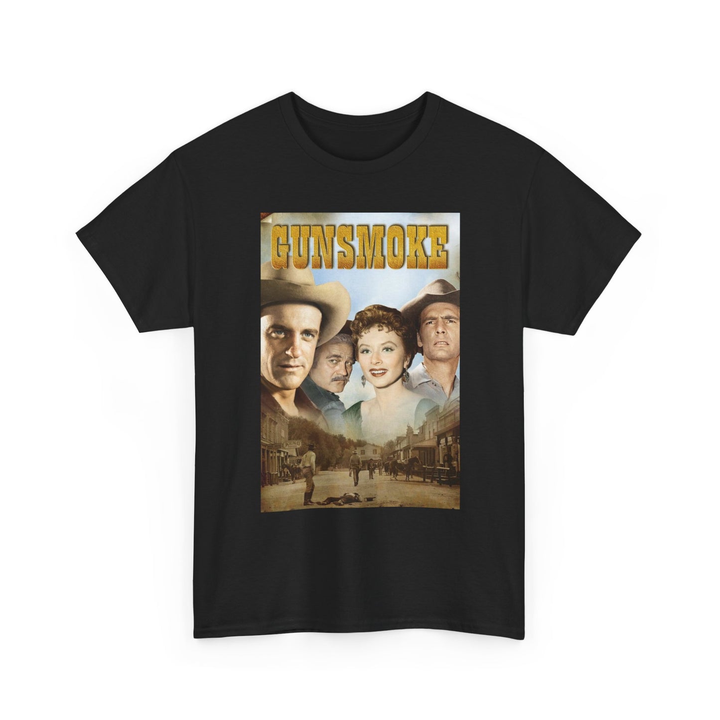 Gunsmoke Graphic T Shirt Vintage Cowboy Series Unisex Heavy Cotton Tee