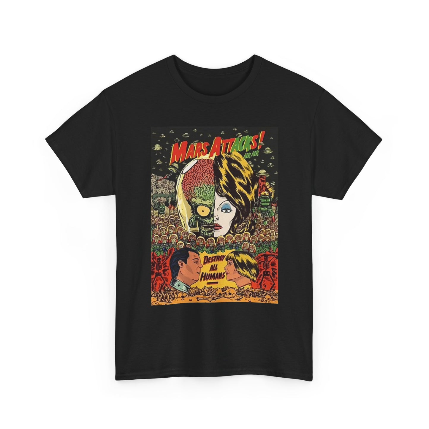 Mars Attacks Graphic T Shirt Vintage Movie Retro Unisex Heavy Cotton Tee