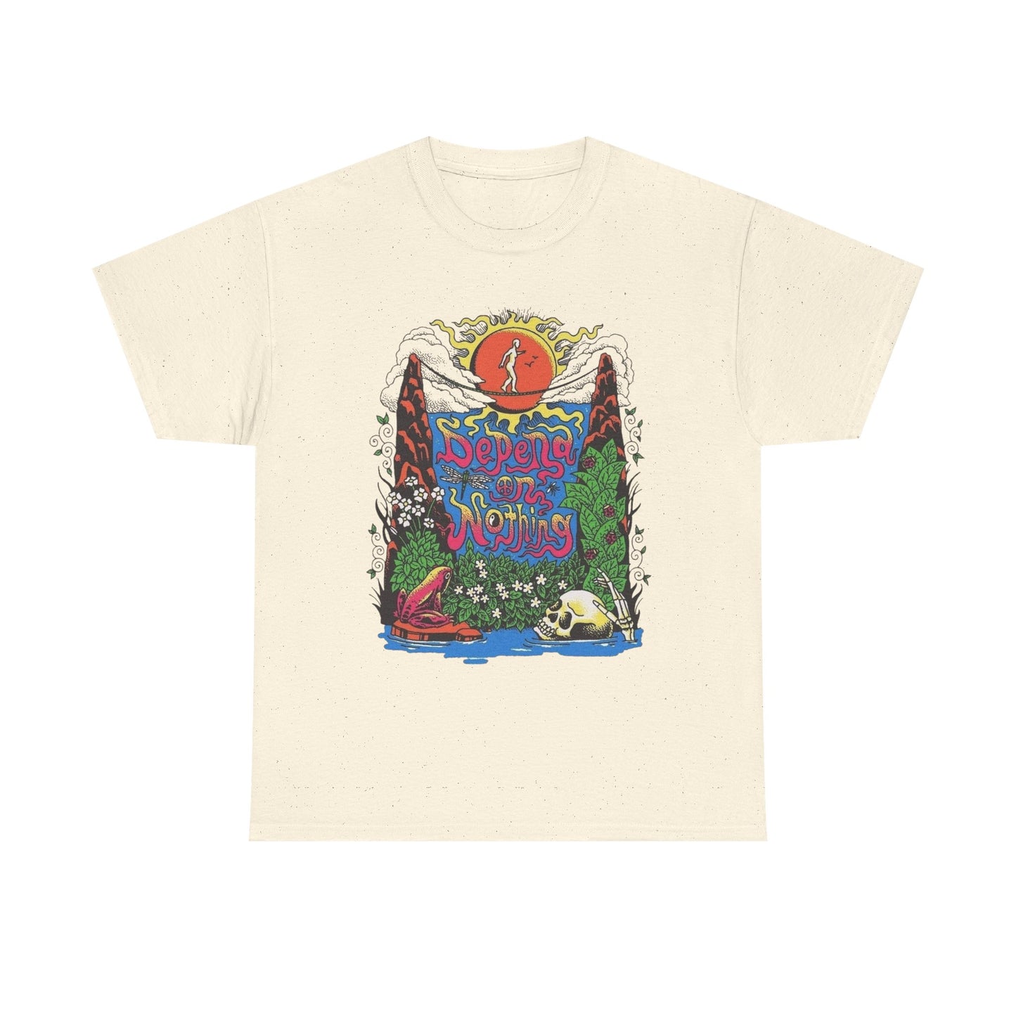 Depend On Nothing Peace Graphic T Shirt NEW Adult Regular Heavy Cotton Tee