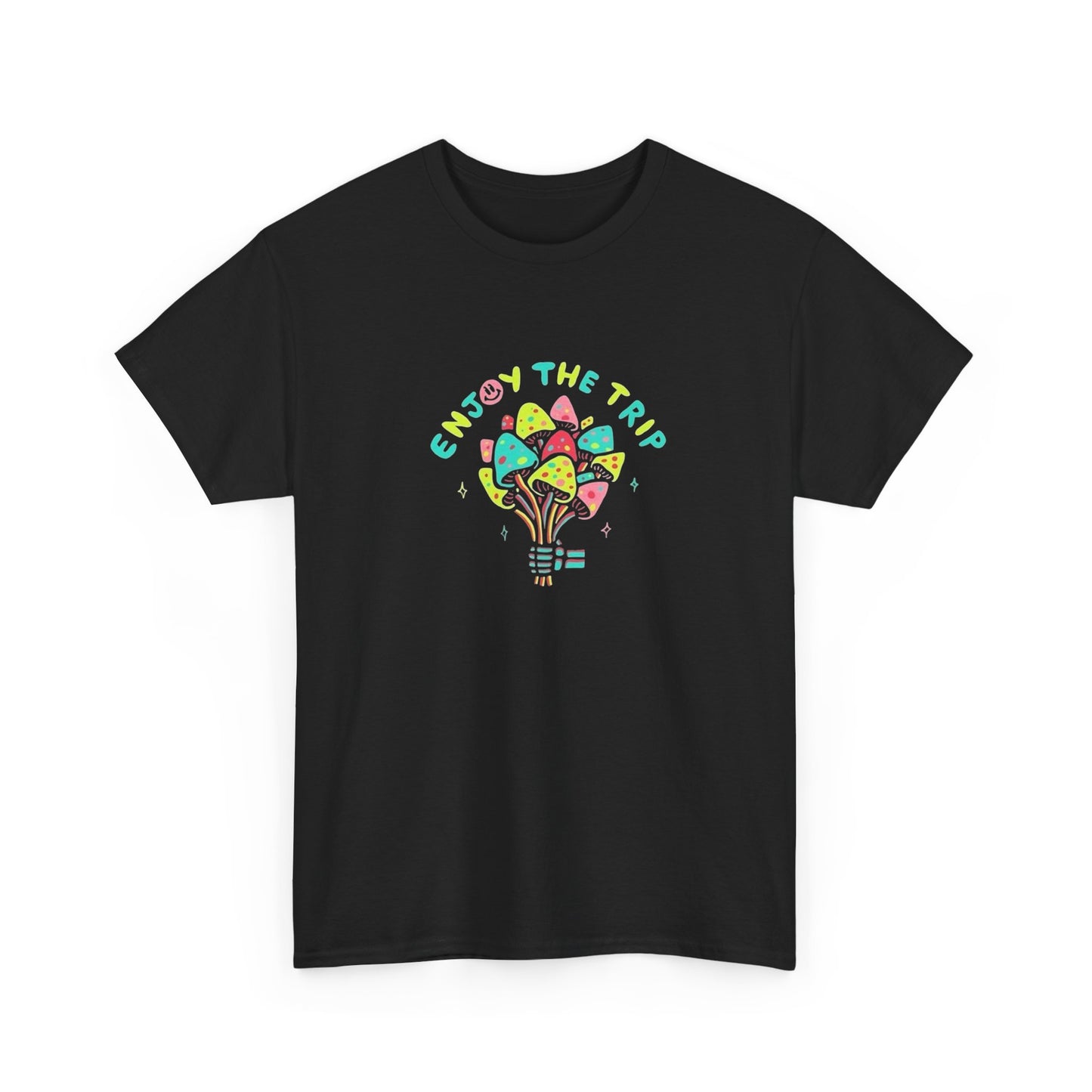 Enjoy The Trip Mushrooms Trippy Vibes T-Shirt NEW Gift Unisex Heavy Cotton Tee
