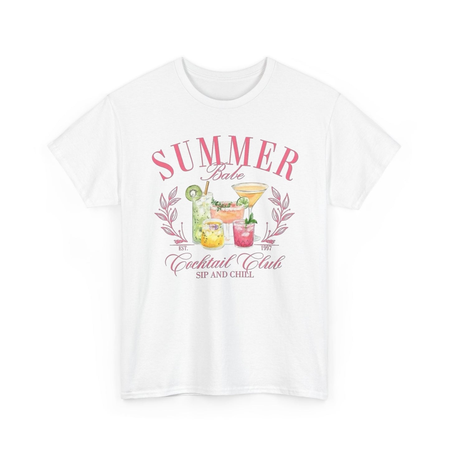 Summer Babe Cocktail Club Graphic T Shirt NEW Unisex Heavy Cotton Tee