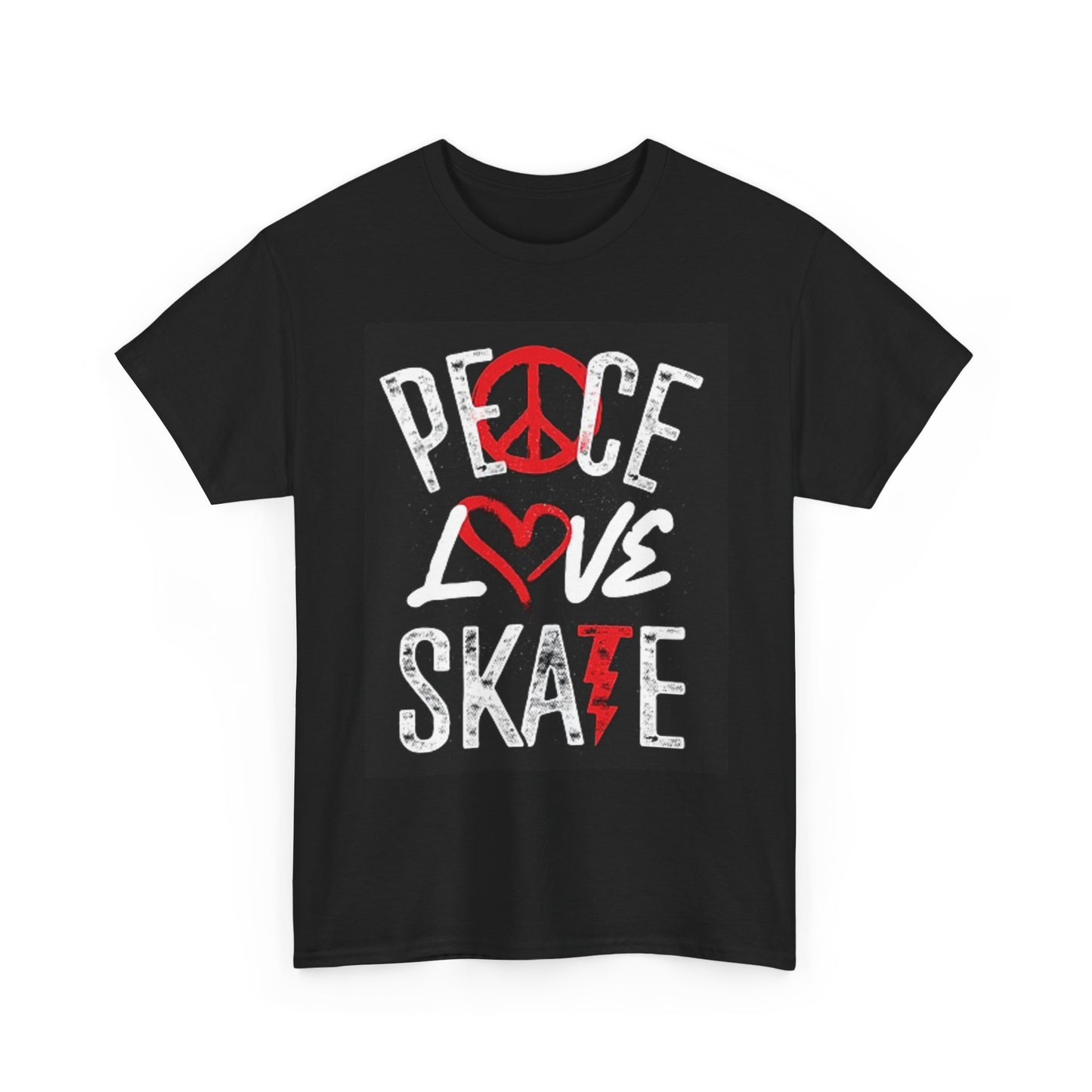 Peace Love Skate Graphic T Shirt Skateboarding Unisex Heavy Cotton Tee