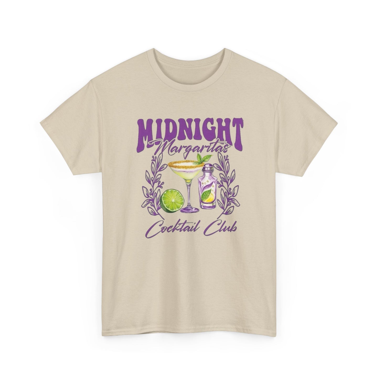 Midnight Margaritas Cocktail Club Graphic T Shirt NEW Unisex Heavy Cotton Tee