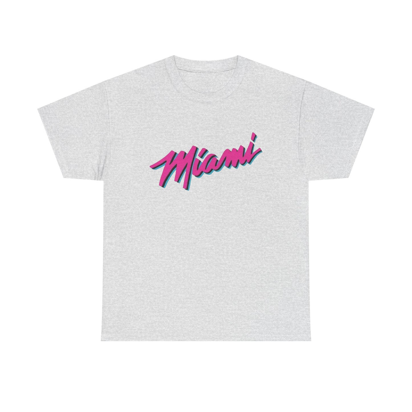 Miami Logo Neon Graphic T Shirt ALL SIZES Tee Unisex Heavy Cotton