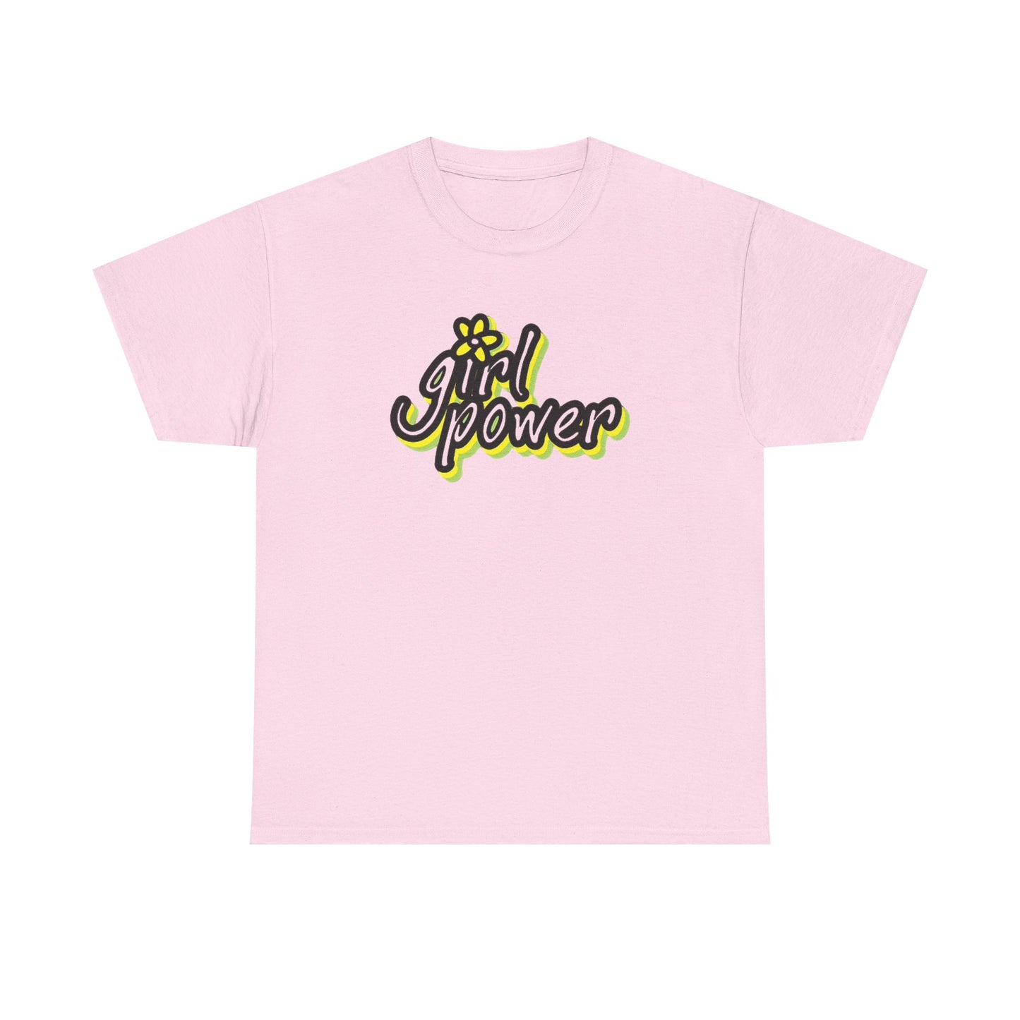 Girl Power Graphic T Shirt Girly Tee Retro Flower Power Unisex Heavy Cotton Tee