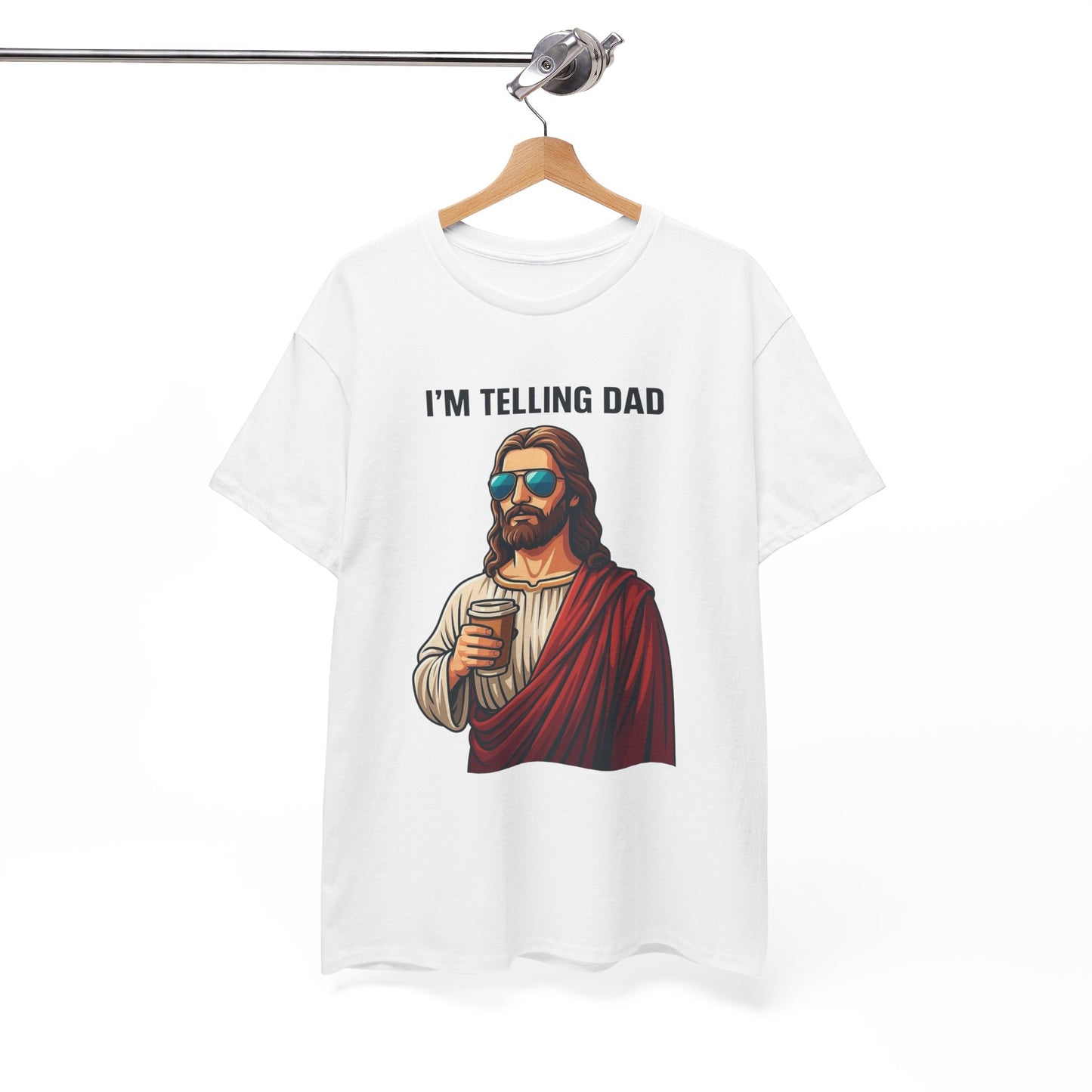 I'm Telling Dad Funny Jesus Graphic T Shirt Heavy Cotton Tee NEW ADULT UNISEX