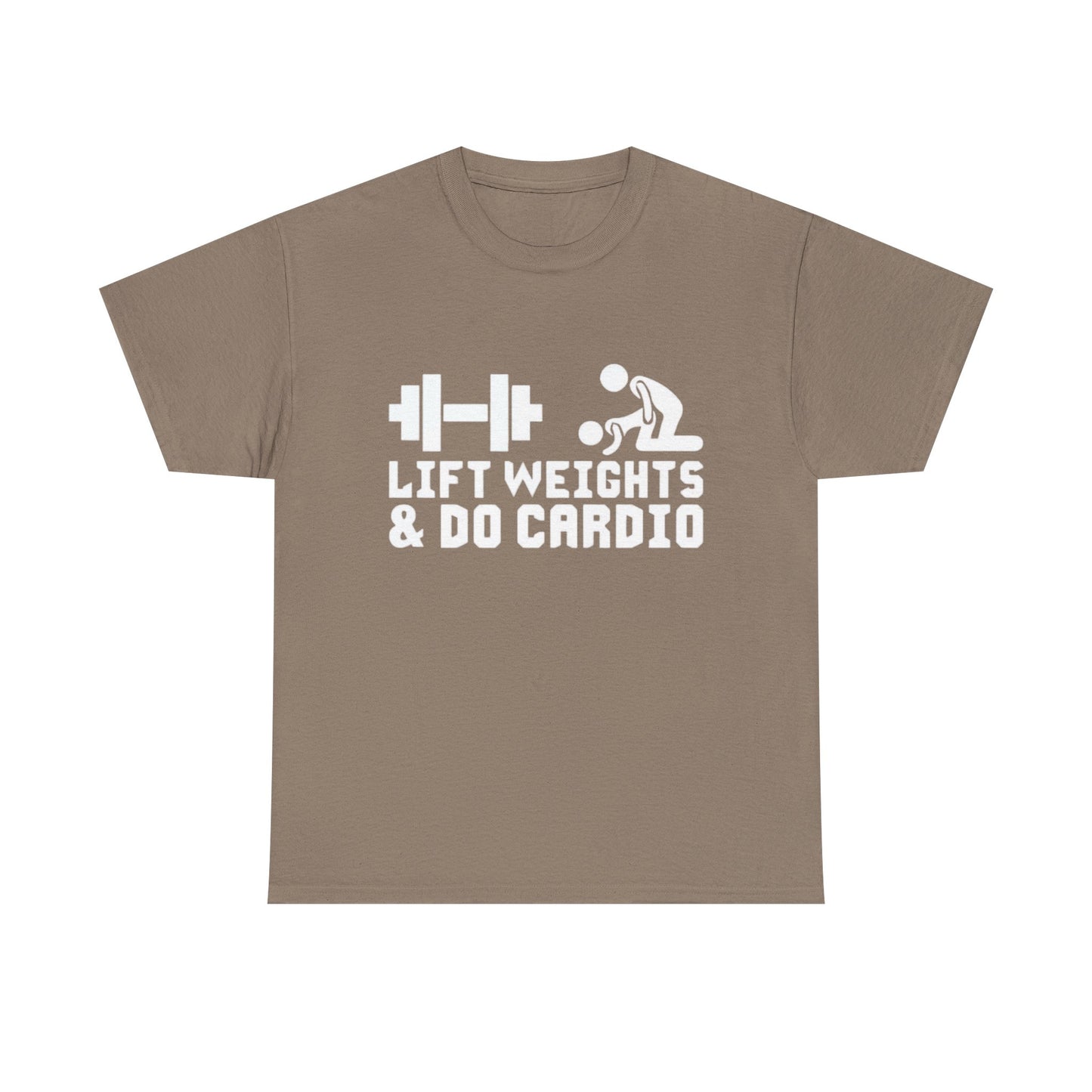 Lift Weights And Cardio Shirt Funny Graphic GYM Workout Unisex Heavy Cotton Tee