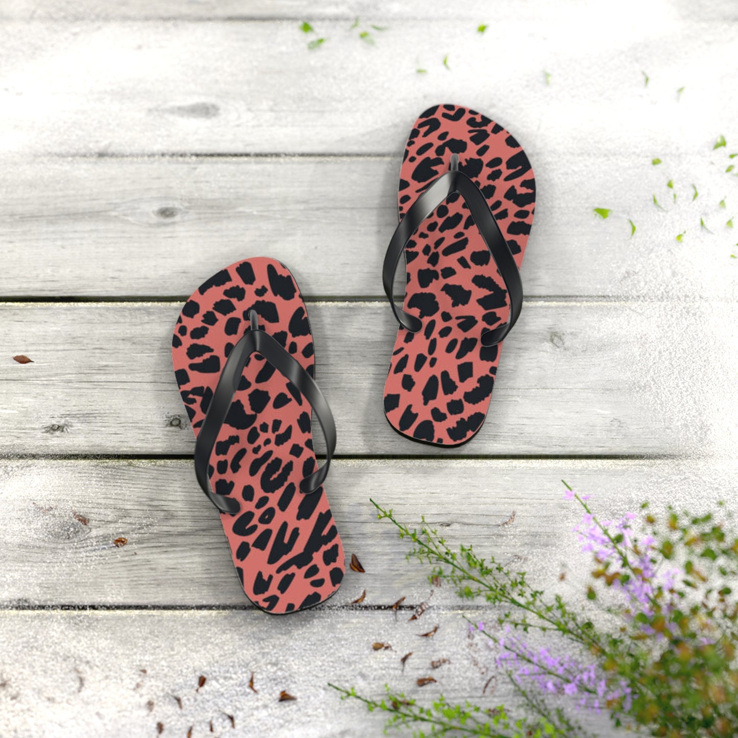 Pink Animal Beach Sandals, Slides for Summer, Flip Flops, Water Resistant