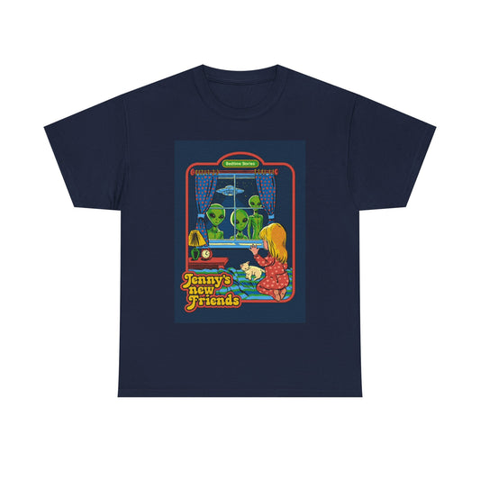Funny Alien Landing Tshirt 80s Comedy Vibes kids Unisex Heavy Cotton Tee