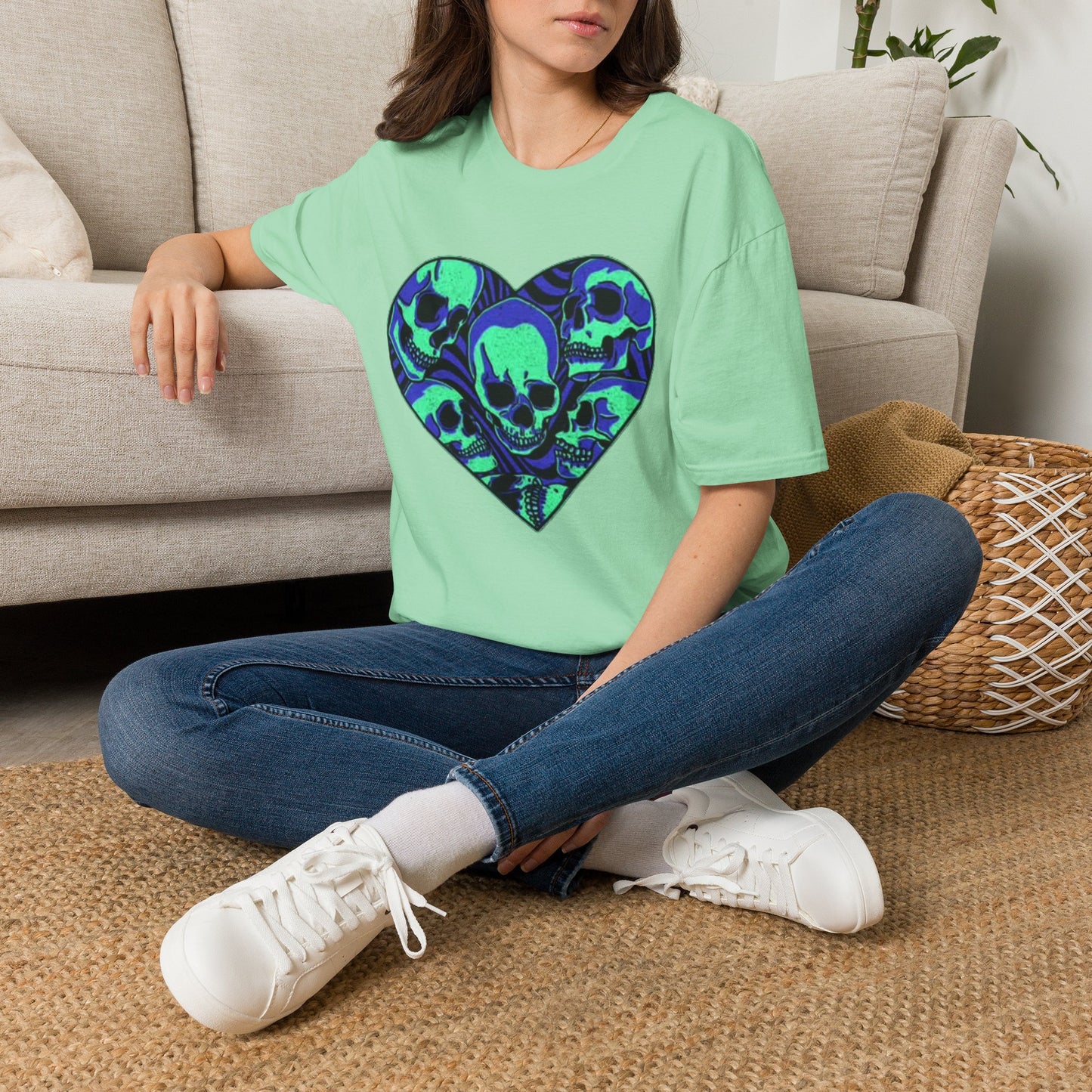 Death Heart Graphic T Shirt Retro Skeleton Unisex Softstyle T-Shirt