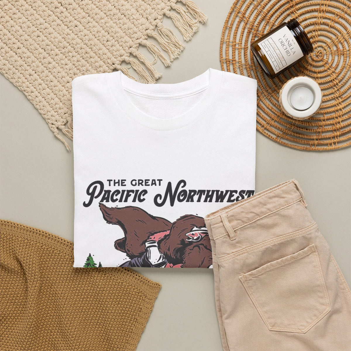 The Great Pacific Northwest Graphic T Shirt Men's Heavy Cotton Tee