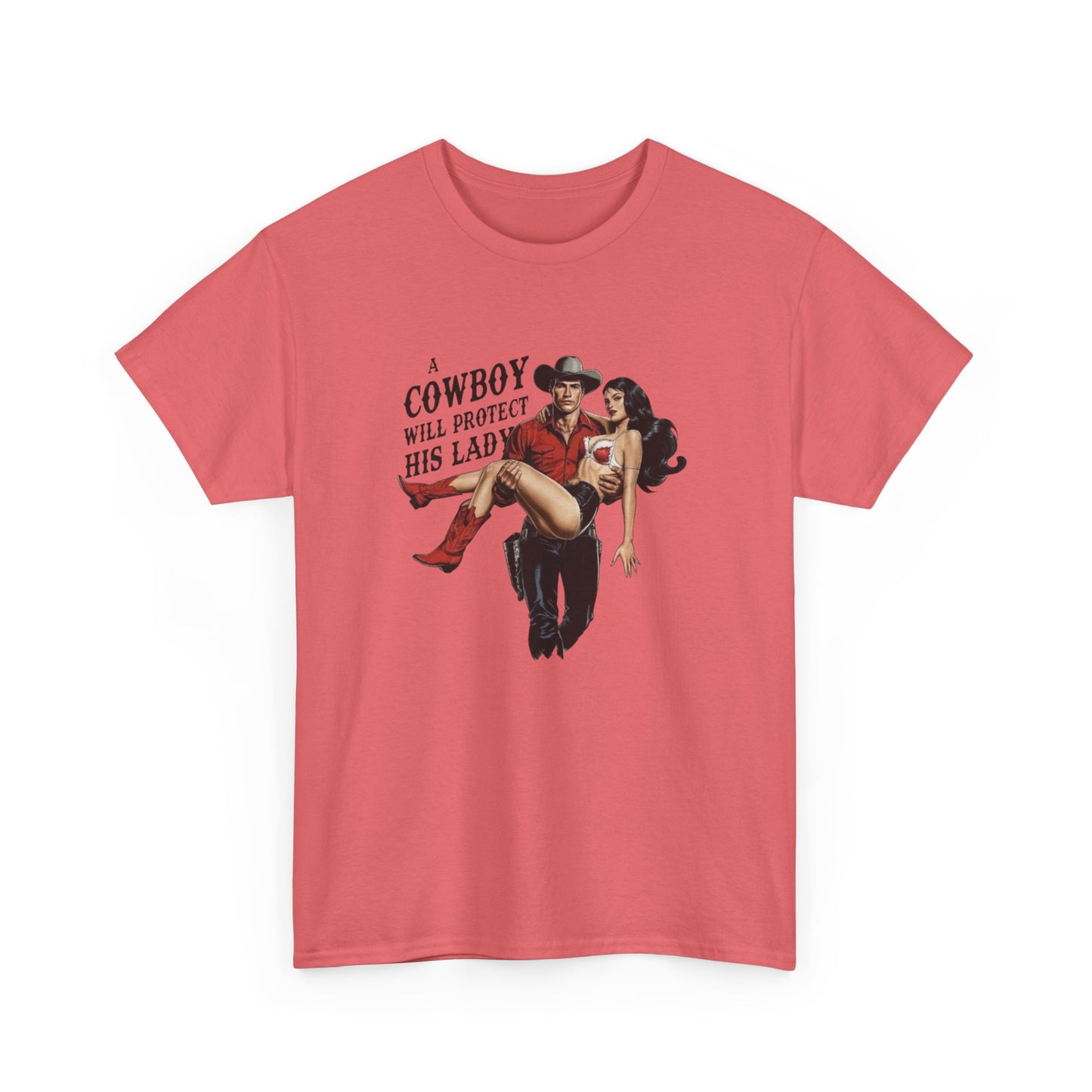 A Cowboy Will Save This Lady Graphic T-Shirt Women's Heavy Comfy Cotton Tee