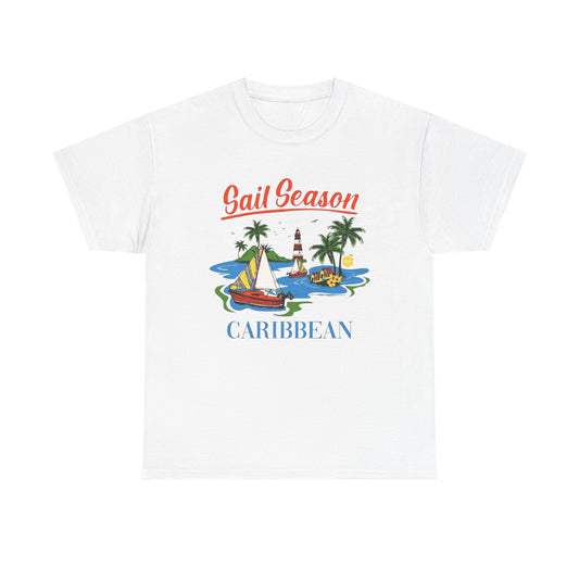 Sail Season Carribean Graphic T Shirt S-5XL NEW Unisex Heavy Cotton Tee