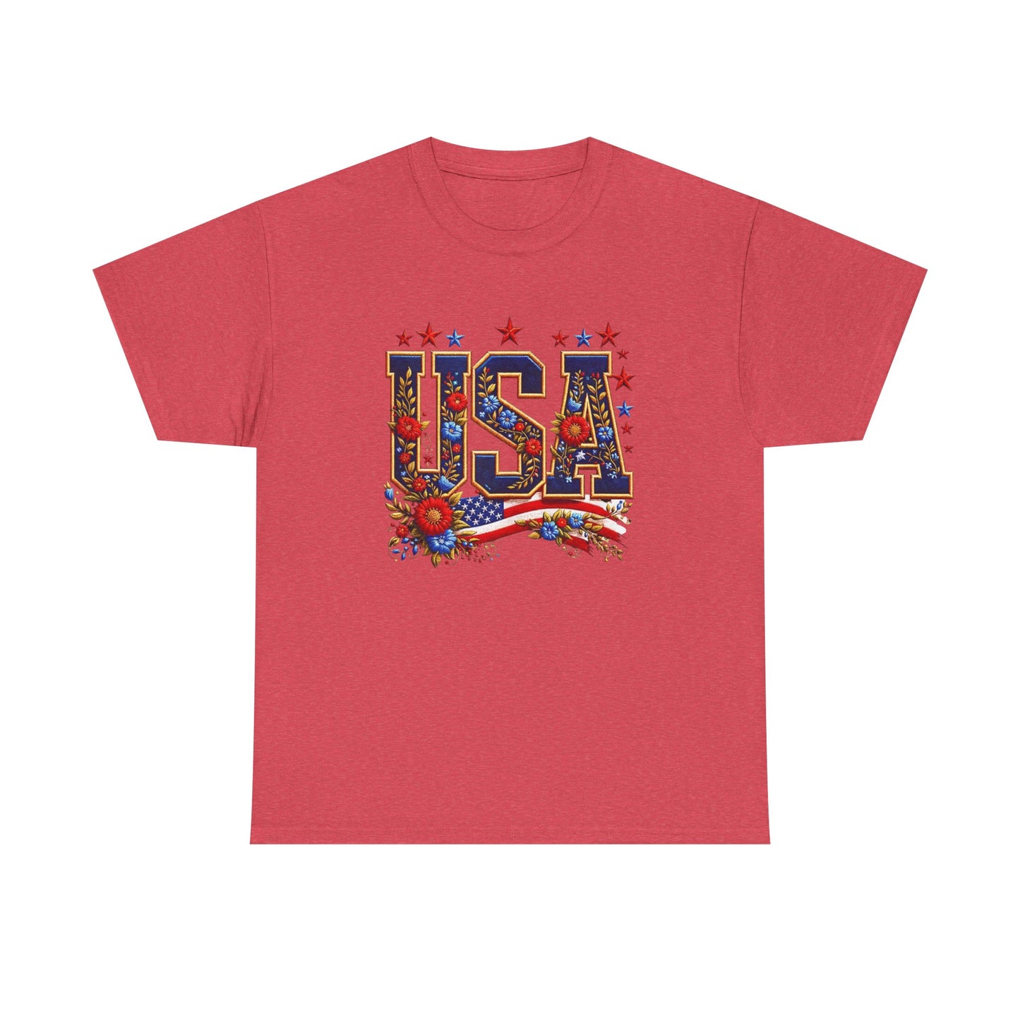 United States Floral Graphic T Shirt Unisex NEW Heavy Cotton Tee