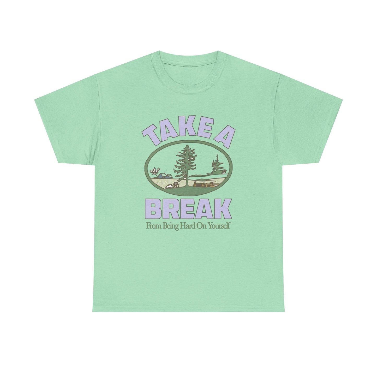 Take A Break Mental Health Retro Graphic T Shirt NEW Adult Unisex Heavy Cotton